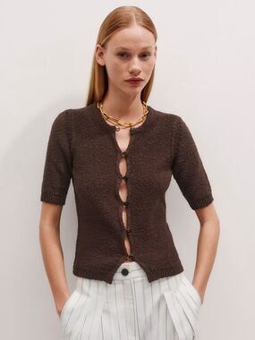 ME+EM Bouclé Buttoned Tee